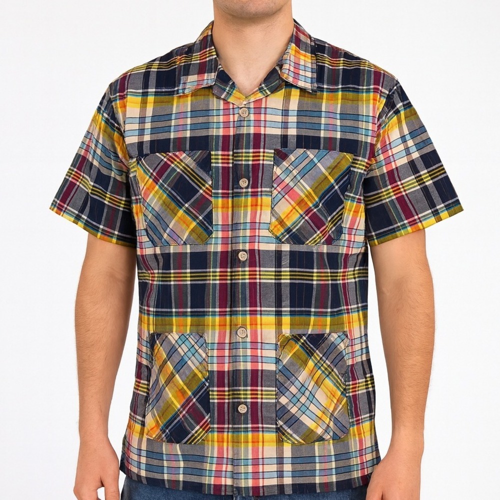 Engineered Garments Patchwork Madras Camp Plaid S… - image 1